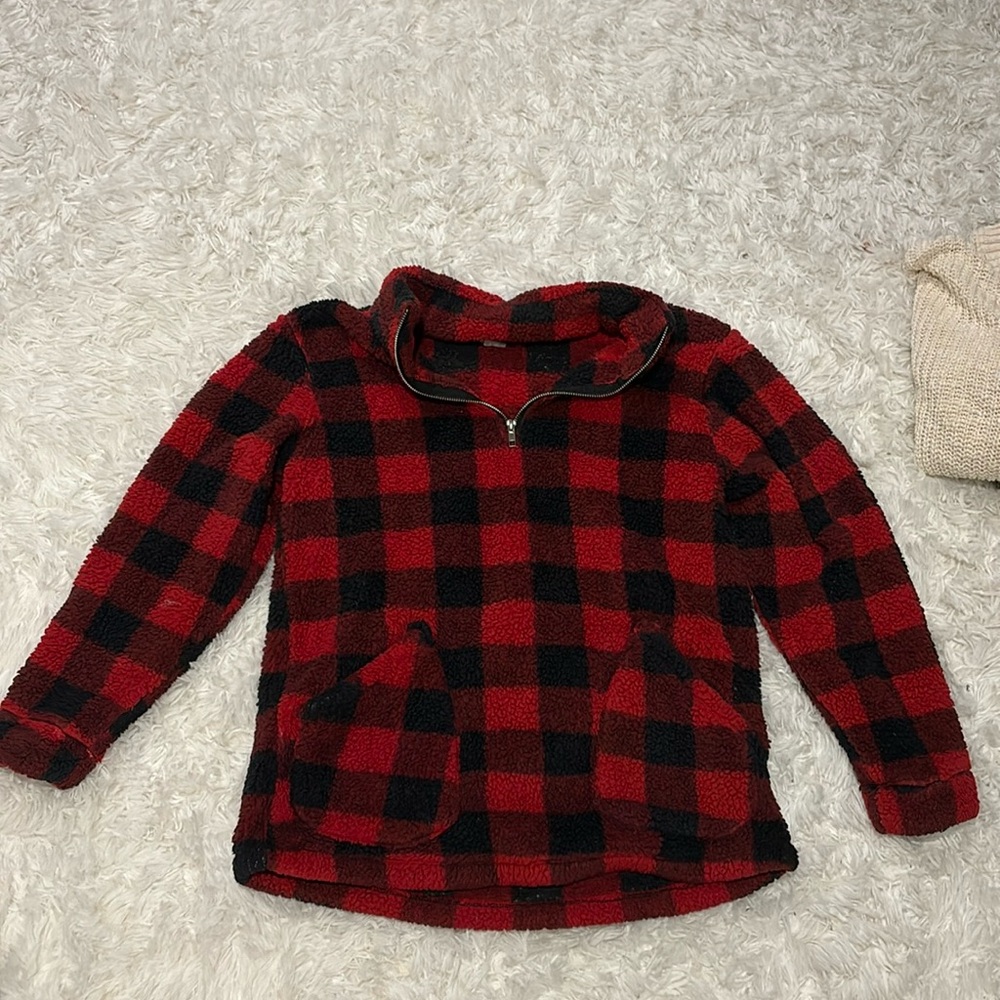 Fuzzy zip-up sweater